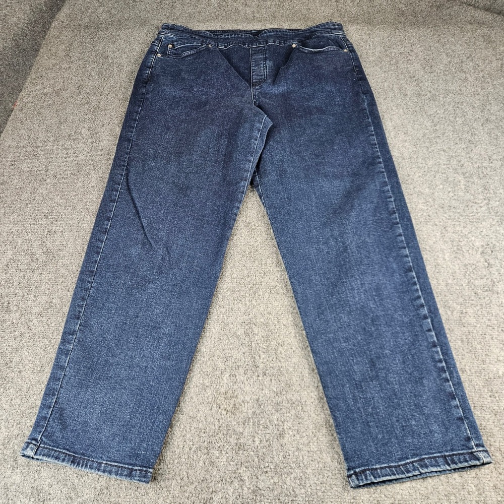 Allison Daley‎ Petites Womens 14PR Blue Pull On Straight Leg Denim Jeans Stretch